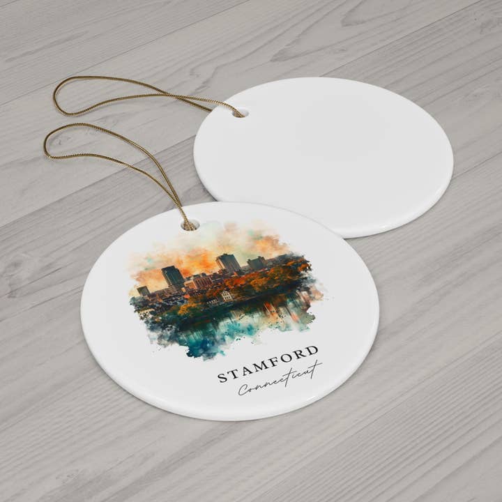 Premium Travel Art - Wholesale Ornament - Stamford CT Ornament | Durable Ceramic | 2.8 Inch1