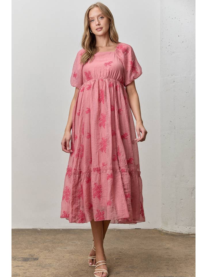 Polagram by Wellmade USA - Wholesale Dress - Women's - EMBROIDERED SLEEVE MAXI DRESS6