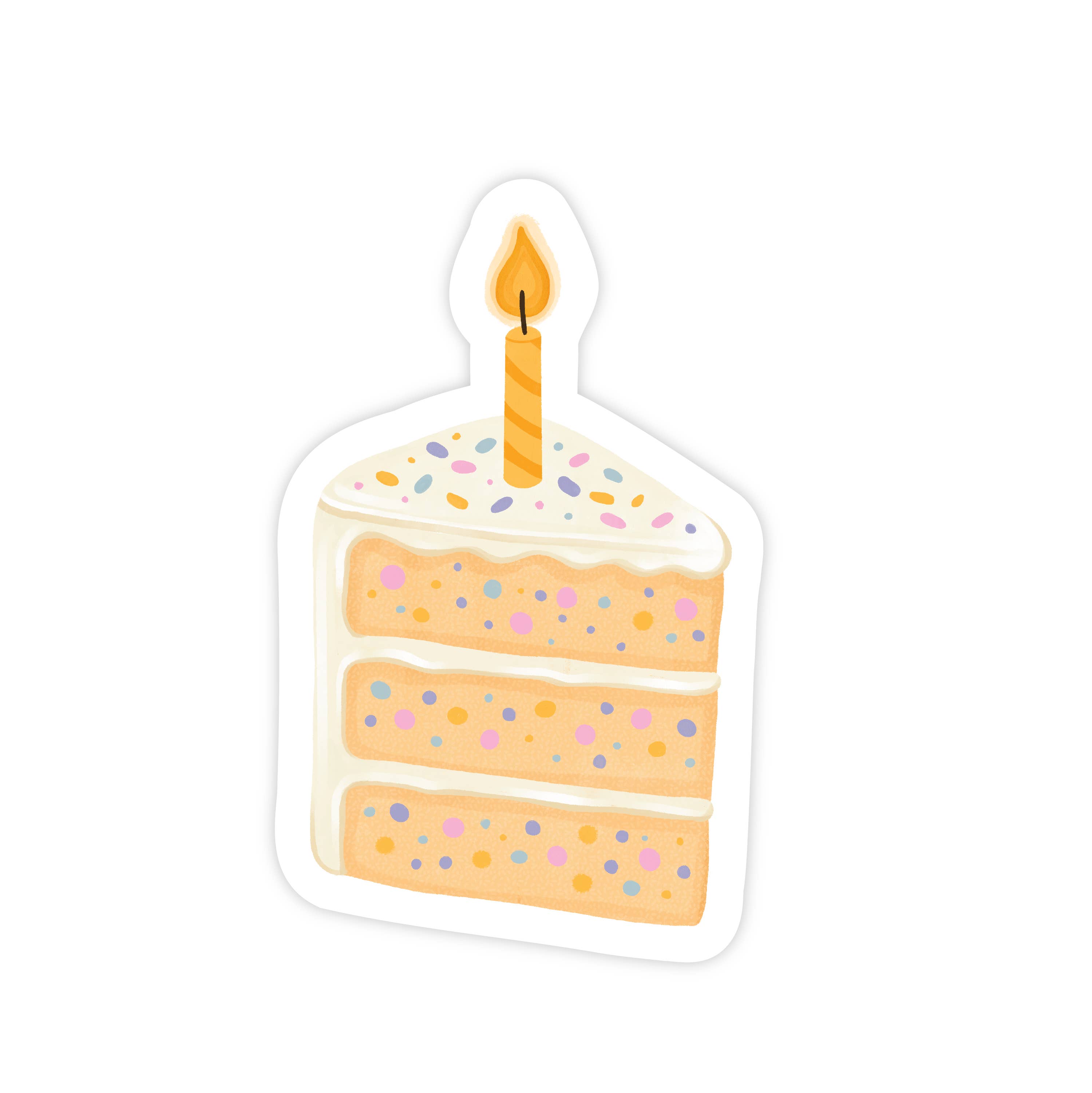 Simple Whimsy - Wholesale Sticker - Confetti Slice of Cake - Celebrate Sprinkles Vinyl Sticker