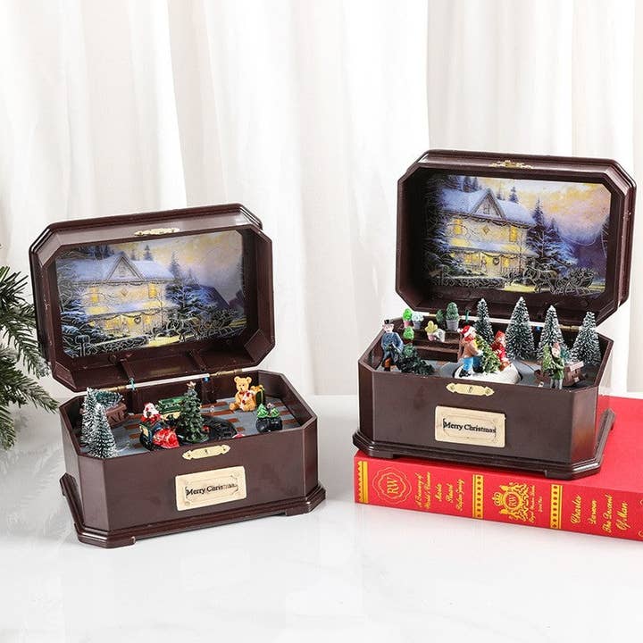 UZ Wholesale Store - Wholesale Christmas Decoration - USB Battery Operated Musical Box With Christmas Rotating Lights3