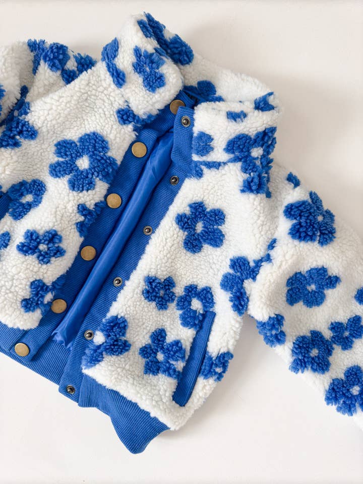 Everyway - Wholesale Jacket - Kids - Flower Power Fleece Jacket in Royal Blue1
