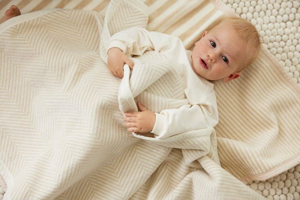 ChappyWrap - Wholesale Bedding Blanket - Harborview Herringbone Cream Blanket6
