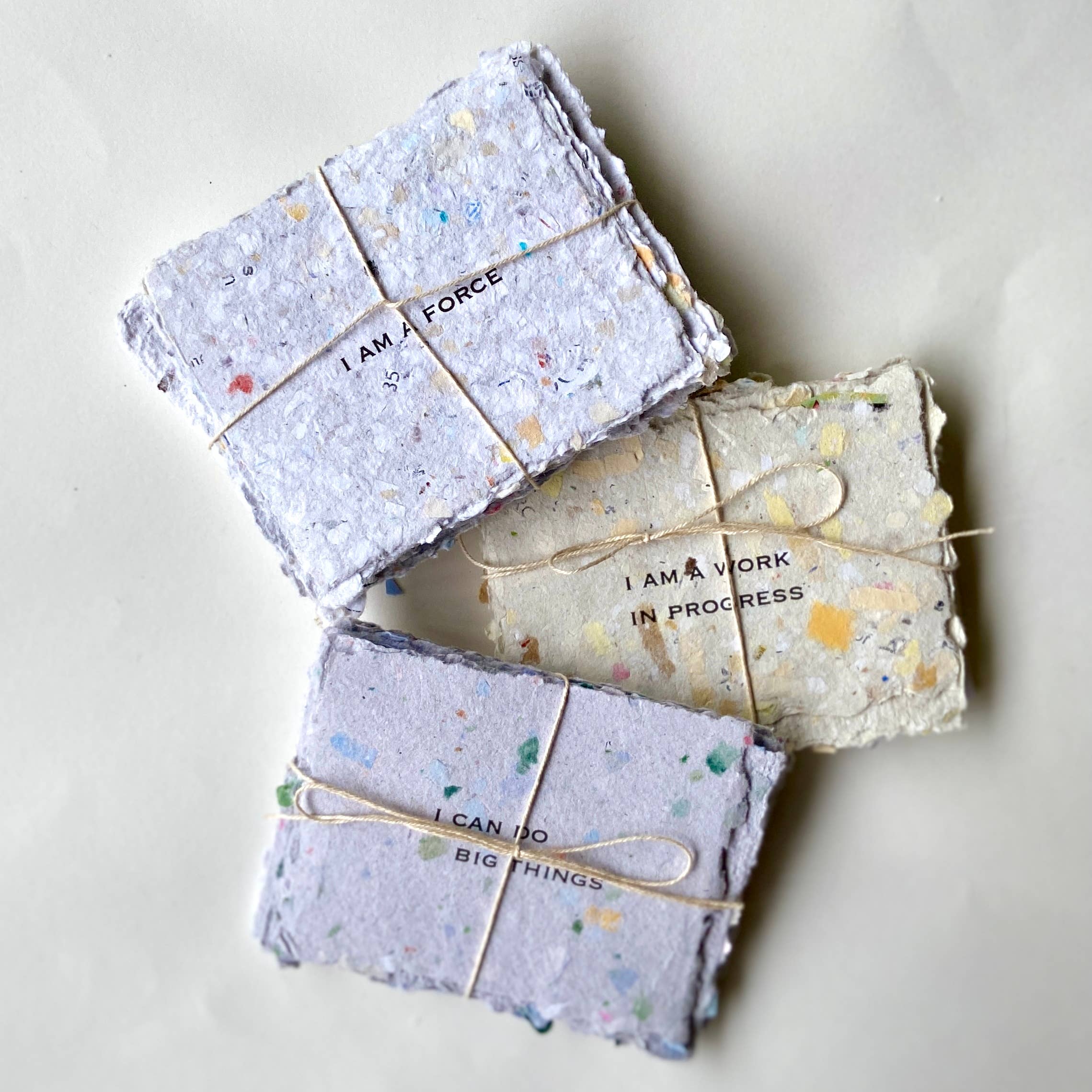 Rockywoods Studio - Wholesale Stationery/Notecard Set - I AM Affirmations Small Cards on Multicolored Handmade Paper1