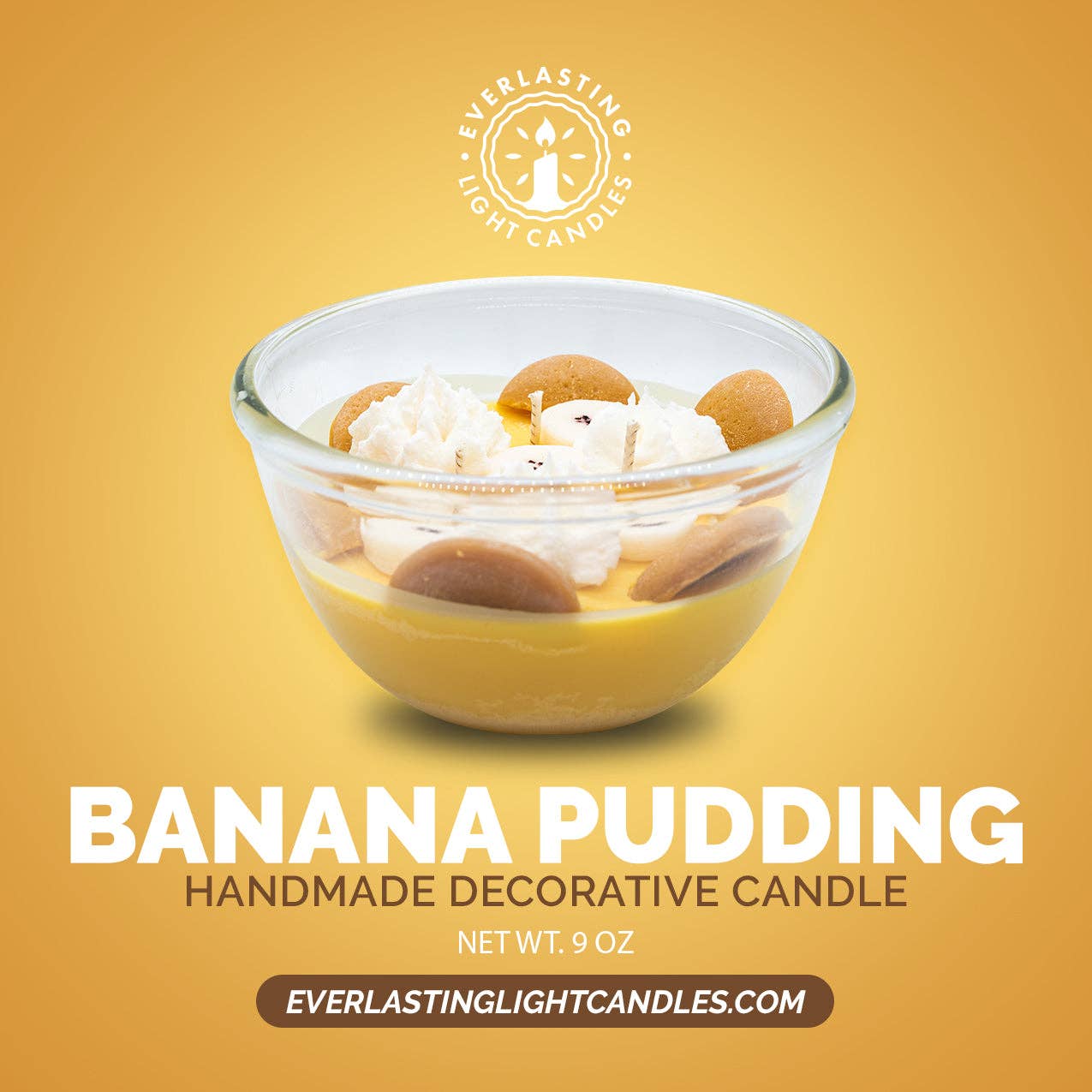 EVERLASTING LIGHT CANDLES - Wholesale Grappige kaars - Bananenpudding dessertkaars1