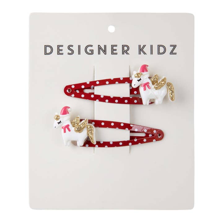 Christmas Unicorn Hair Clips for wholesale by Designer Kidz