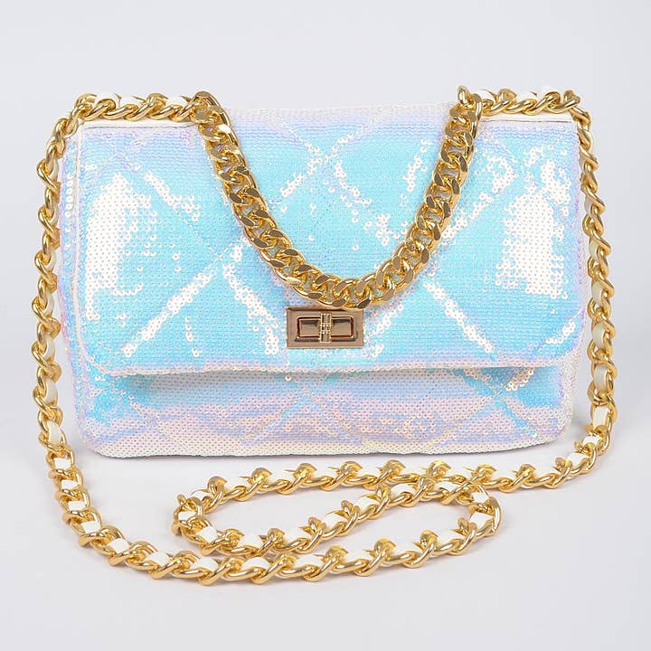 Quilted Sequins Chain Shoulder Bag for wholesale by 3AM BY H&D ACCESSORIES