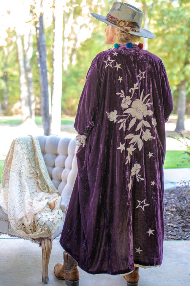 Jaded Gypsy - Wholesale Kimono - Women's - Moonlight Walk Velvet Duster - Dark Plum