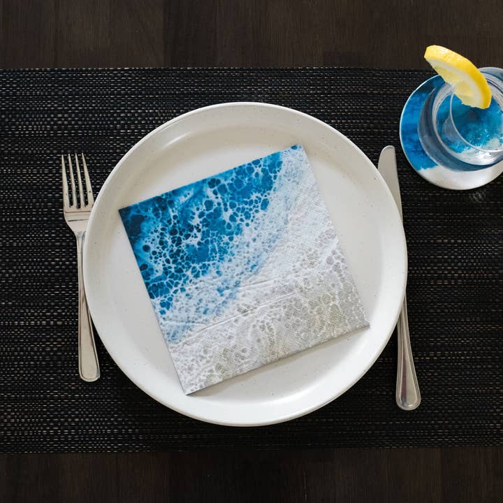 Lynn & Liana Designs - Wholesale Disposable Napkin - Large Sized 3-Ply Beach-Themed Paper Napkins (50 pack)