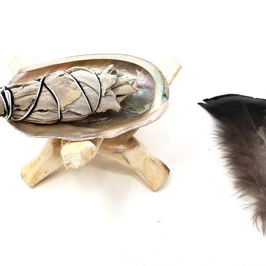 Oily Blends - Wholesale Sage Bundle - Mini Sage Smudge Travel Kit with Abalone Shell and Feather