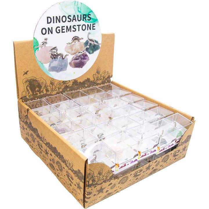 Kheops International - Wholesale Decorative Tabletop Object - Gemstone Crystal Chunk w/ Asst'd Dinosaurs (Display of 60)1