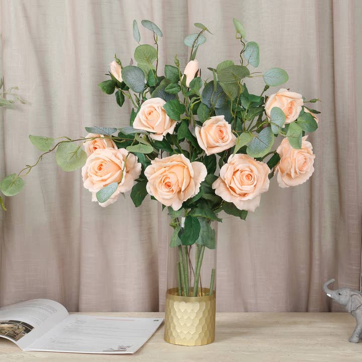 Angel Isabella – wholesale Konstgjorda blommor – 27"-Äkta beröring fuktad beläggning ros stjälk-Persikokorall