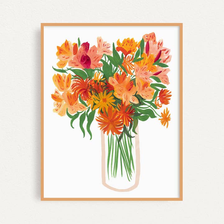 Alstromeria Vase Art Print for wholesale by Leena Shanbhag Art