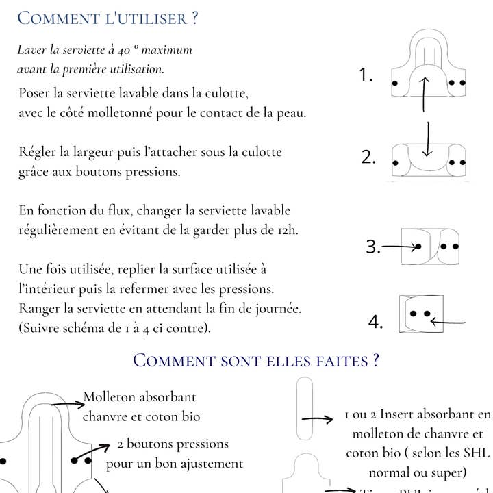 Les Mimines Montpellieraines - Wholesale Menstrual Pad/Liner - Hemp sanitary napkin "feathers"6