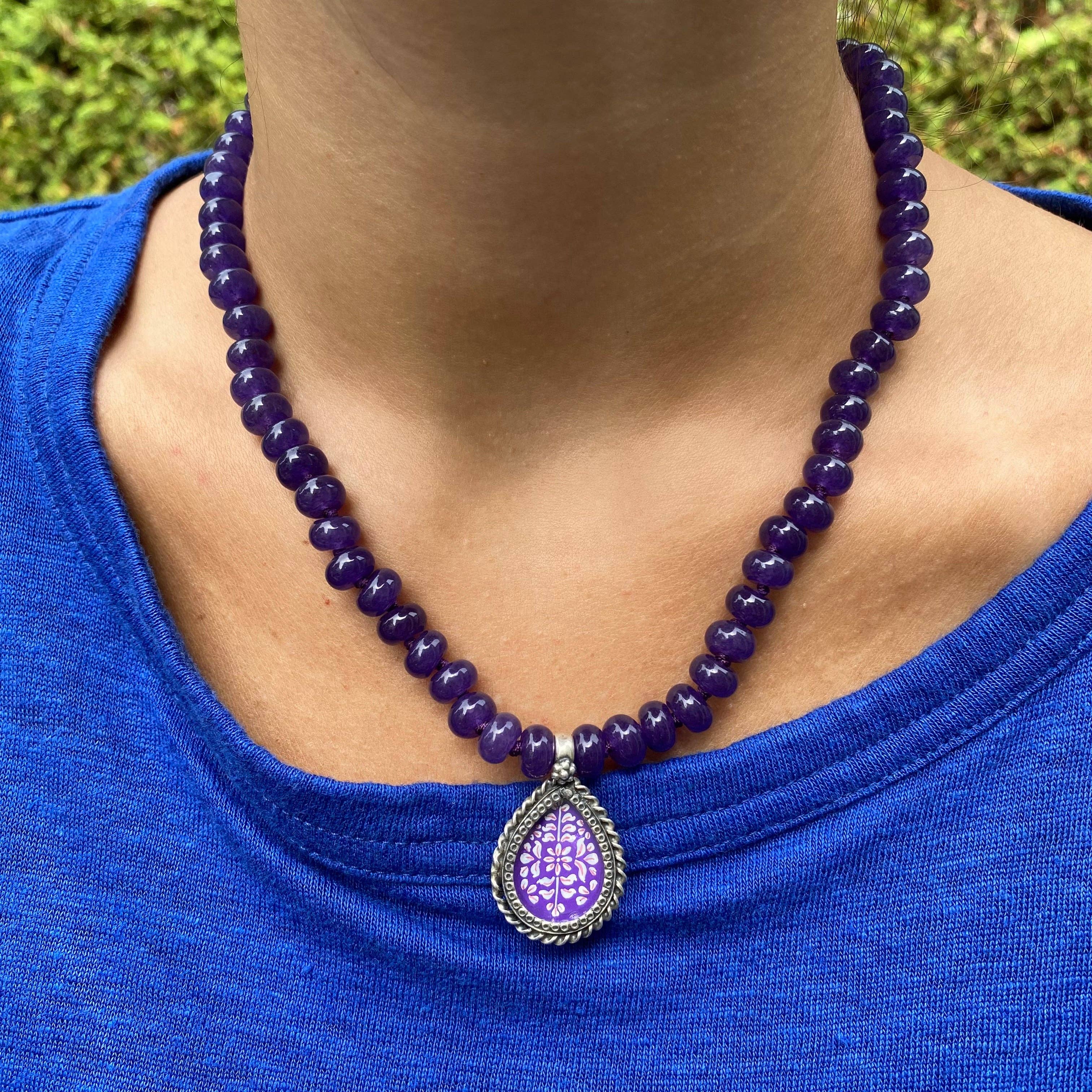 Jen Stock Mindful Designs - Wholesale Pendant/Charm Necklace - Block Print Beaded Necklaces17