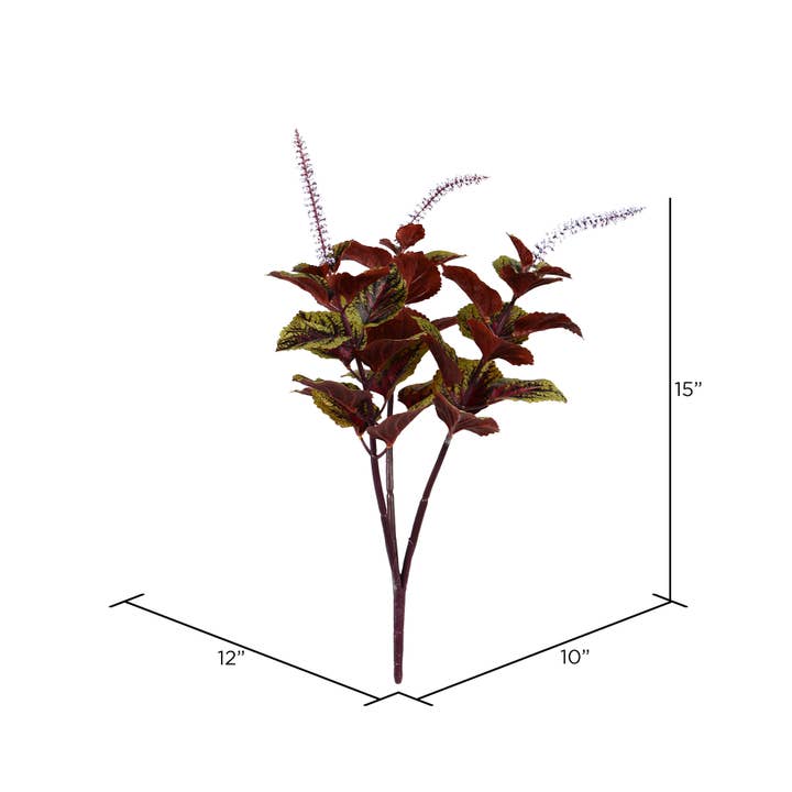 Green Vickerman 15" Green/Purple Perilla Stem 3/Pk for wholesale on Faire