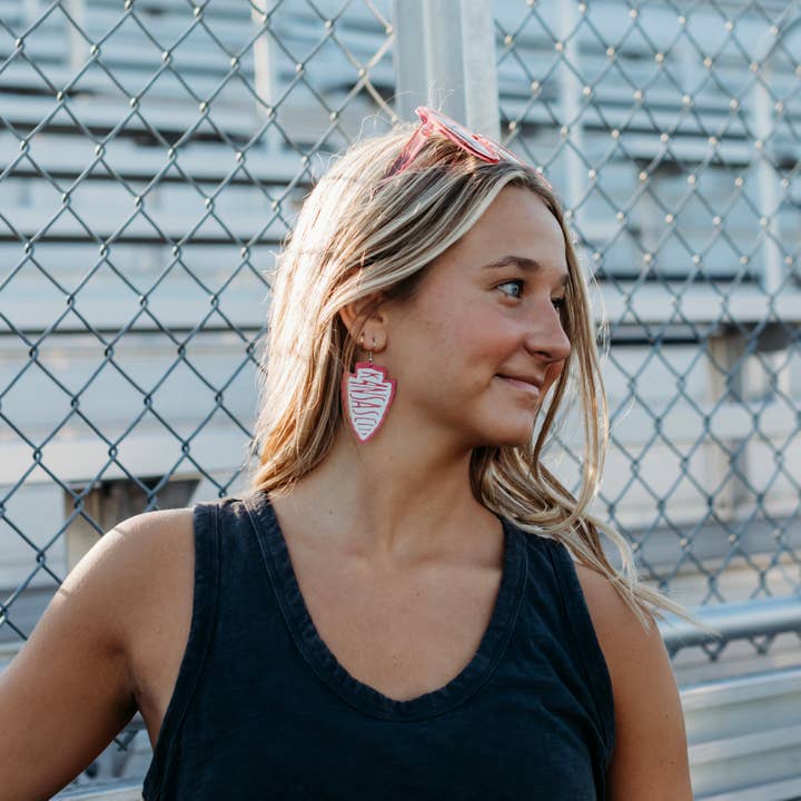 Golden Rae Wholesale - Wholesale Dangle Earrings - Kansas City Chiefs Leather Earrings- Pink