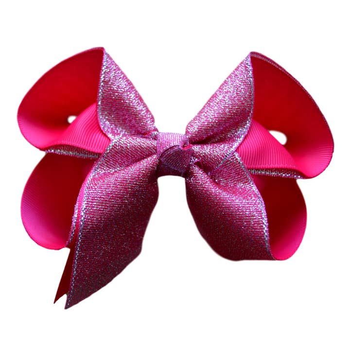 Shocking Pink Glitter Bow ( DOES NOT FLAKE ) for wholesale by The Solid Bow