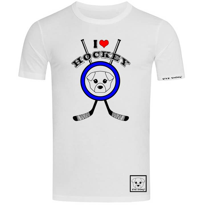 T-shirt coupe droite I Love Hockey pour la vente par MI DOG