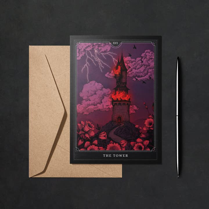Print is Dead – wholesale Everyday greeting card – The Tower Tarot - Greeting Card3