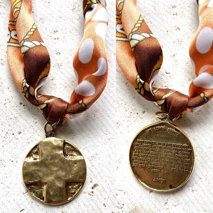 VB&CO Designs Handmade Jewelry - Wholesale Scarf - Women's - Scarf necklace knotted Lord’s Prayer Van Gogh starry night