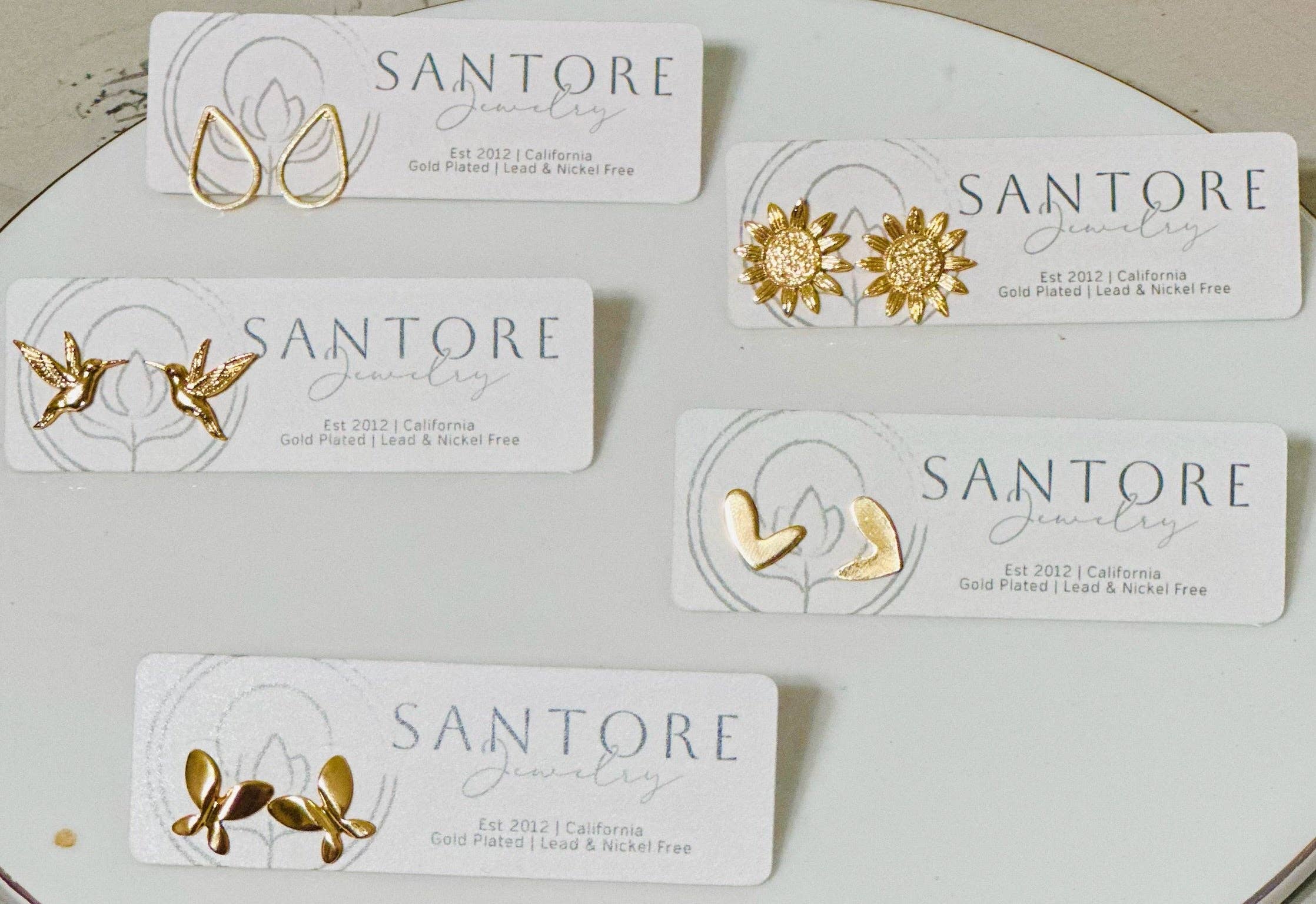 Santore Jewelry Company - Wholesale Stud/Post Earrings - Gold Hummingbird Stud Earrings1