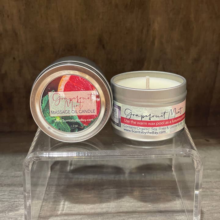 Scents by the Bay - Wholesale Travel Candles - 2 oz Travel Tin: Organic Massage Oil Candle4