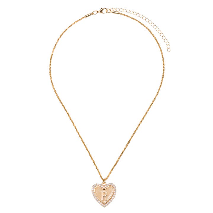 Kids, Double Sided Heart with Bow, "R" Rope Necklace for wholesale by Jane Marie