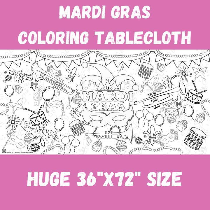 Creative Crayons Workshop - Wholesale Kleurboek - Kinderen en baby - Mardi Gras kleurtafelkleed | Feestdecoratie in New Orleans2