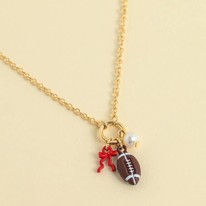 Sessori - Wholesale Pendant/charm necklace - Whispering Touchdowns Football Mini Pendant Necklace