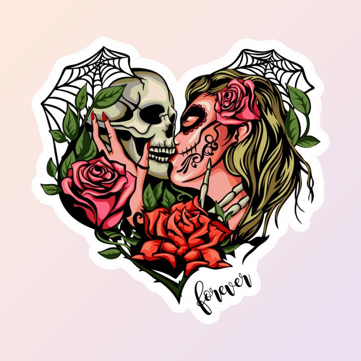 Sugar Skull Stickers, Skeleton Sticker, Creepy Cute for wholesale by Sorry Not Sorry Co