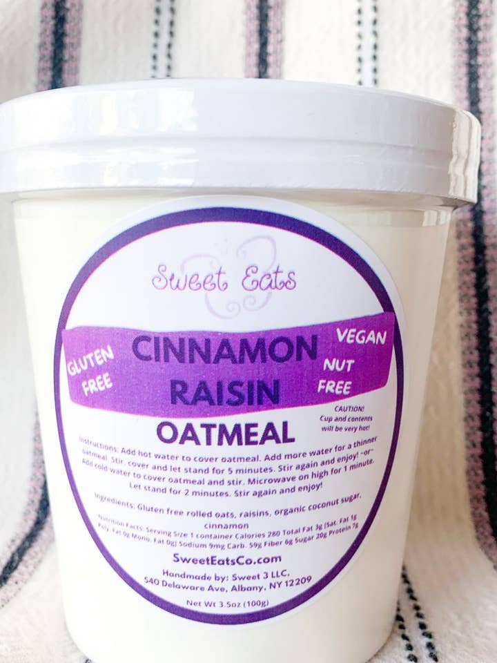 New & Improved! Baked GF + Vegan Cinnamon Raisin Oatmeal Cup for wholesale by Sweet Eats