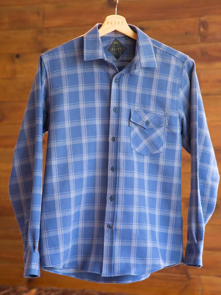 Flanelle bleue et grise pour la vente par FLUYT