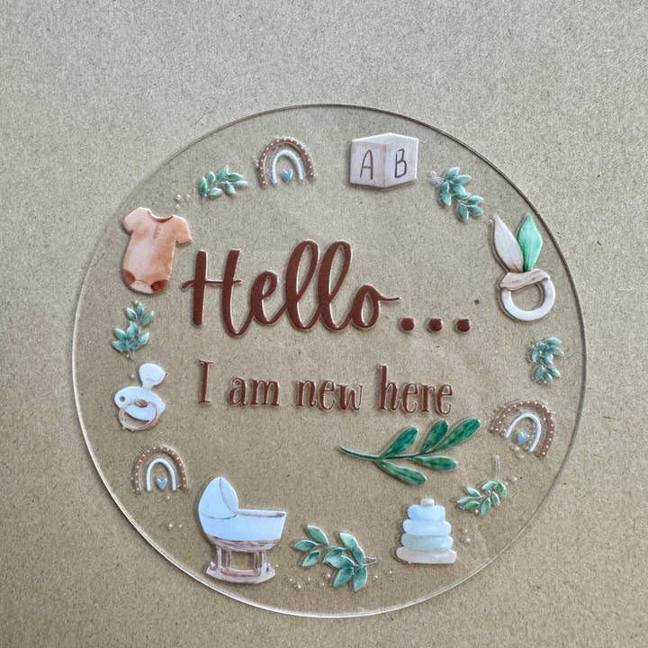 Ted @ Bea – Großhandel Meilenstein-Kunst/Andenken – Kinder & Baby – Hello Baby Announcement Acrylscheibe2