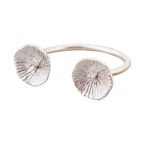 Anello doppio fiore del mare in argento 925 per la vendita all'ingrosso da parte di Anaïs BEARD