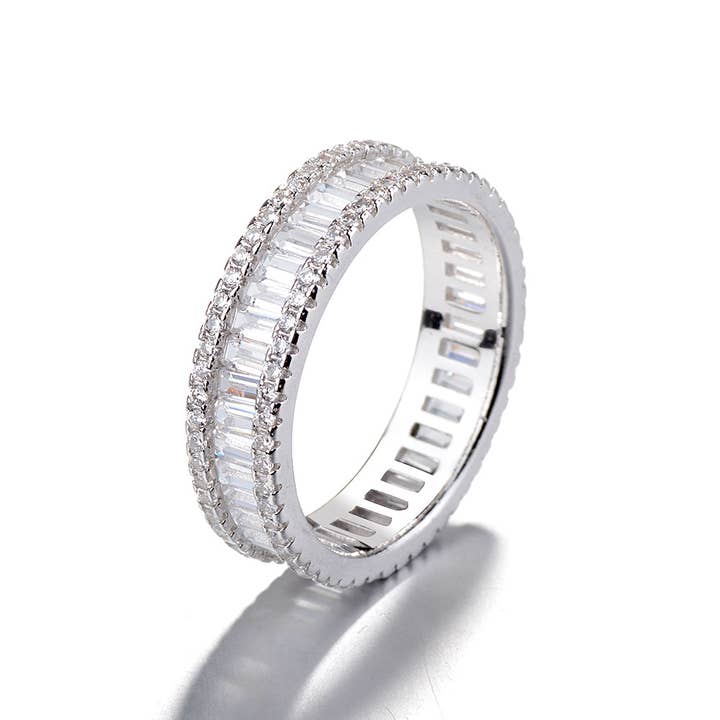 Sterling Silver Round and Emerald Cut Eternity Ring for wholesale by Amy and Annette