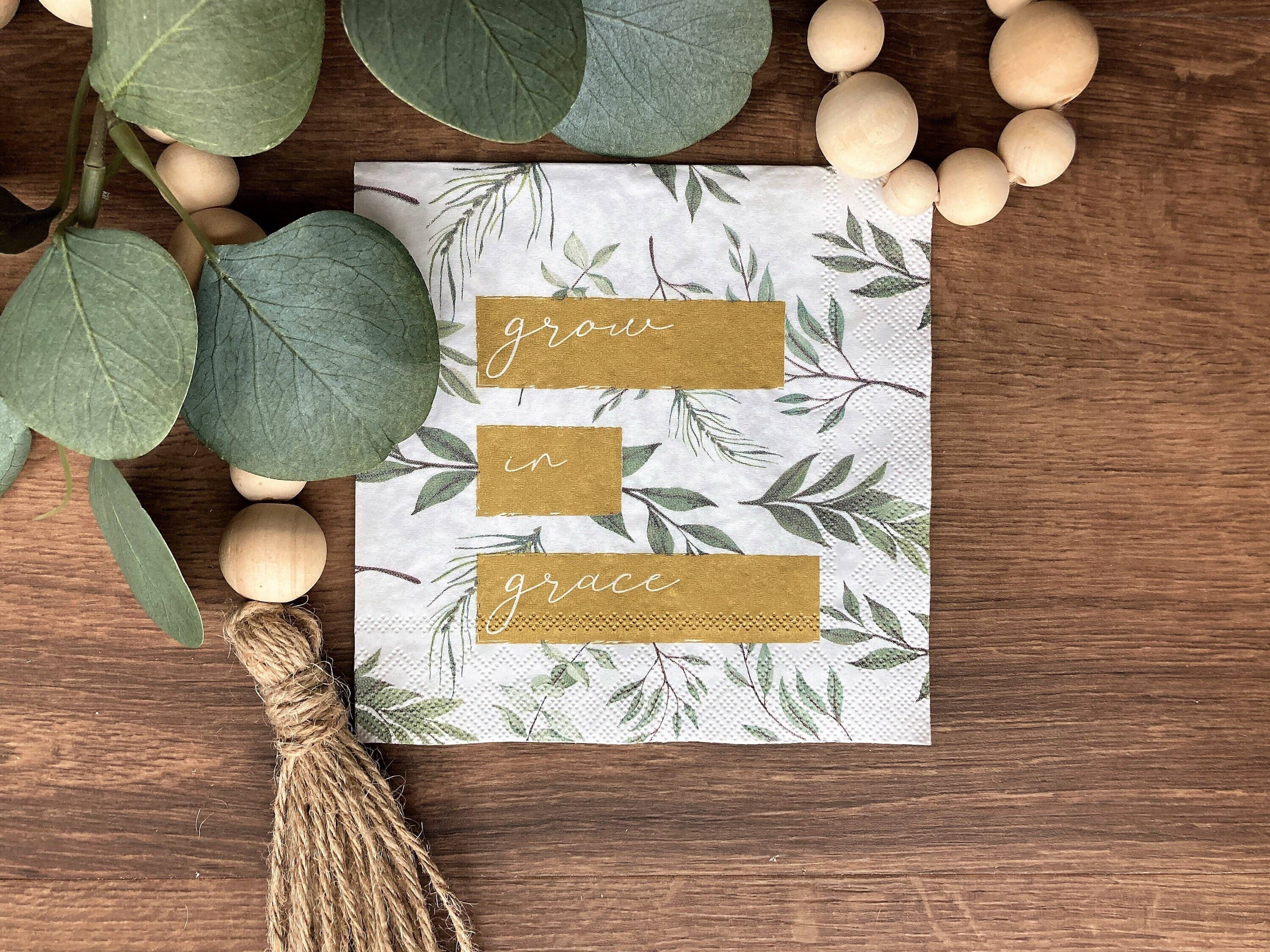 Pearls of Parchment - Wholesale Disposable Napkin - Grow In Grace Paper Napkins | 16 ct Scripture Napkins
