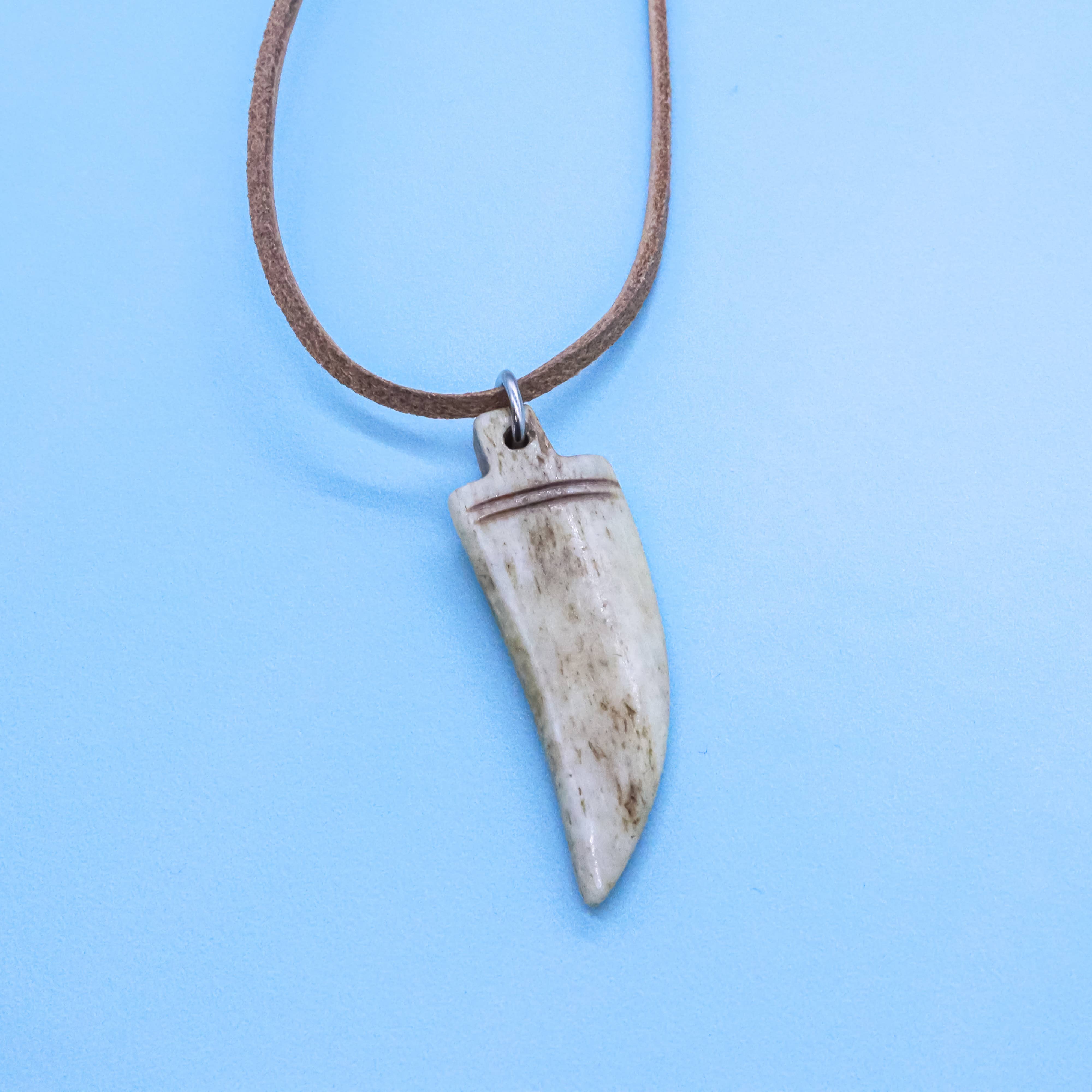Natalia - Wholesale Pendant/Charm Necklace - Hand Carved Ox Bone Tooth 18" Necklace for Men- PC10