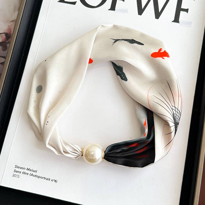 Dipped Shop – wholesale Scarf – Women's – Elegant Print Large Pearl Silk Scarf DP25G4636