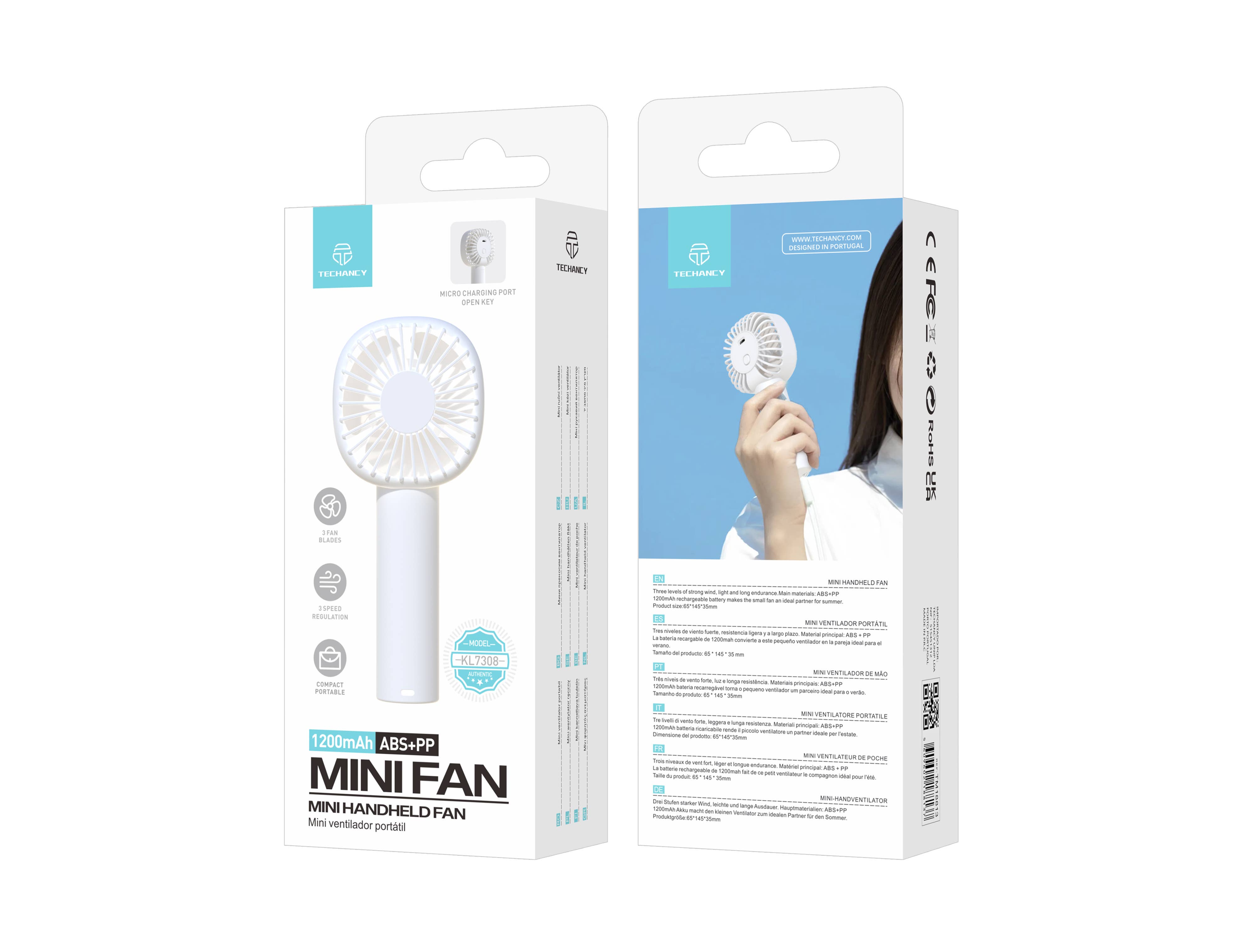 TECHANCY - Wholesale Handheld Electric Fan - Portable Mini Handheld Fan, 1Rechargeable 5