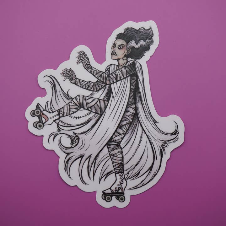 The Bride of Frankenstein Roller Skater Sticker for wholesale by Live Flashy or Die
