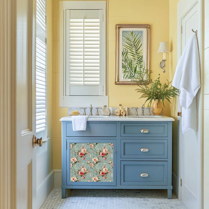 Mi Alma LLC - Wholesale Wallpaper Tile - Floral Rustic Grey Flower Pattern Peel And Stick Tile stickers Furniture Wallpaper Model - L454