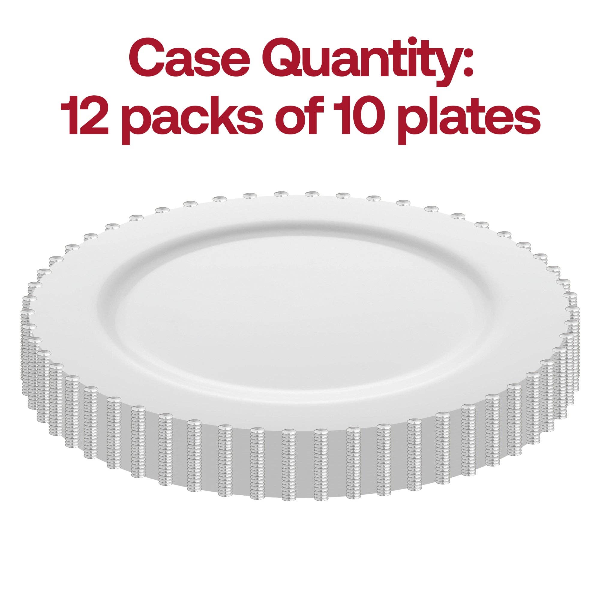 Smarty had a Party - Vendita all'ingrosso Piatti monouso - Piatti da cena in plastica bianchi con cordoncino argentato da 10" - 10 pz3