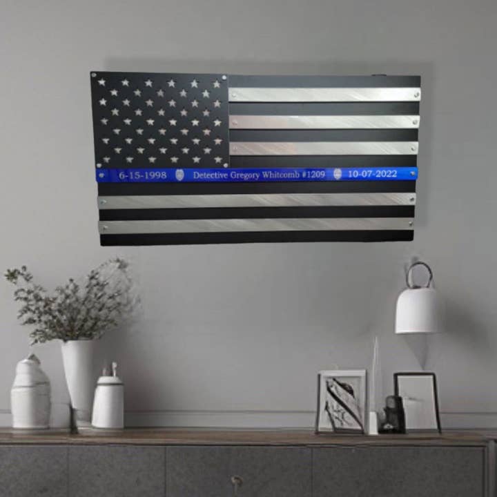 2 Layer Blue Line Flag for wholesale by Premier Metal Art