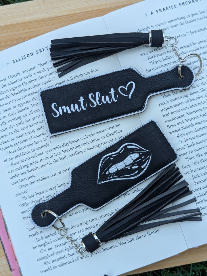 Bookish Smut Slut Paddle Faux Leather Bookmark & Keychain for wholesale by Spark and Spool