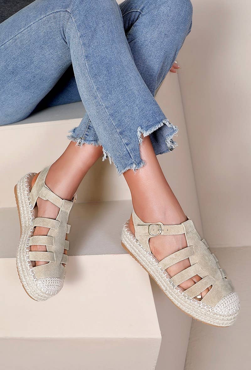 Joia Paris - Wholesale Sandals - Women's - Trendy flat gladiator espadrille H8-8696