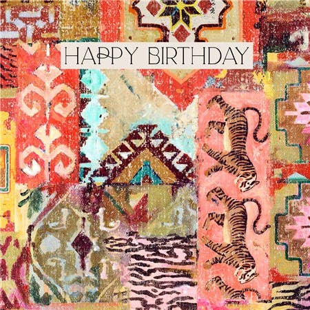 Ethnische Patchwork-Tiger-Geburtstagskarte für den Großhandel von Sooshichacha