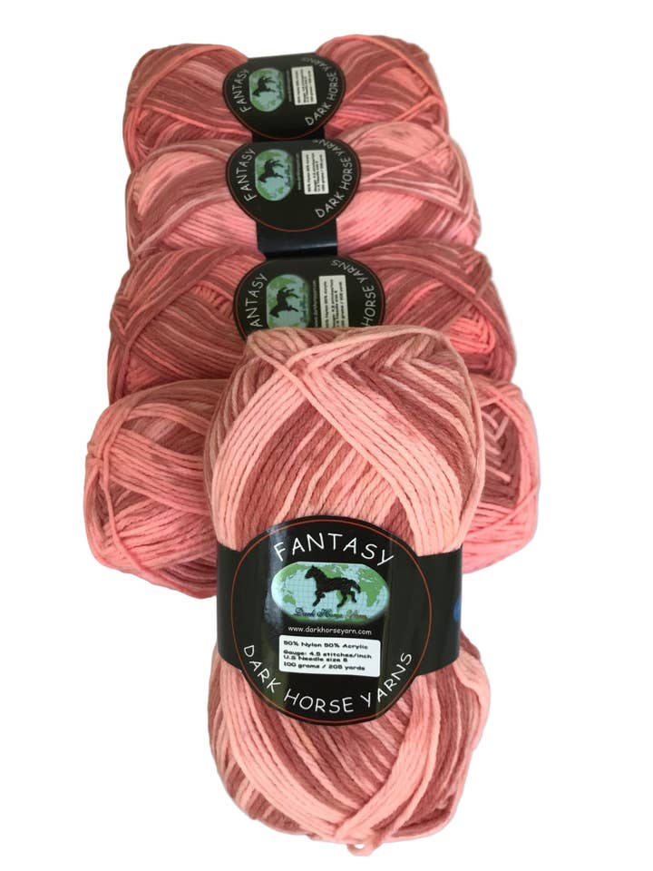Dark Horse Yarns Fantasy #90 DL2113 Peach Coral Multi Nylon Acrylic Blend Yarn 100 Gram 205 Yards Skein for wholesale by Garmy Books