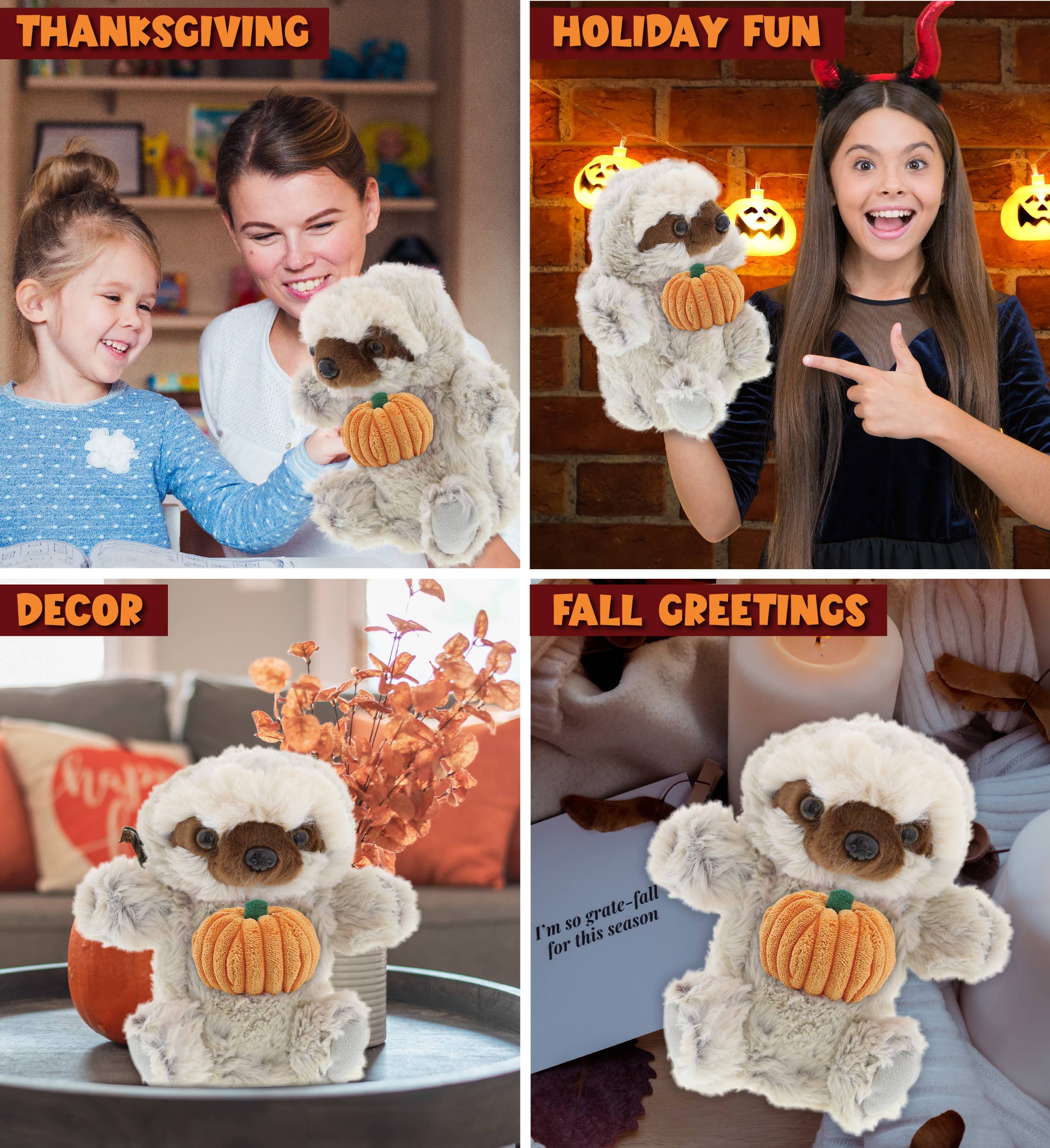 Cota Global – Peluche - Crianças e bebés por atacado – Abóbora de Pelúcia - Fantoche de Mão Super Macio de Pelúcia - Preguiça3