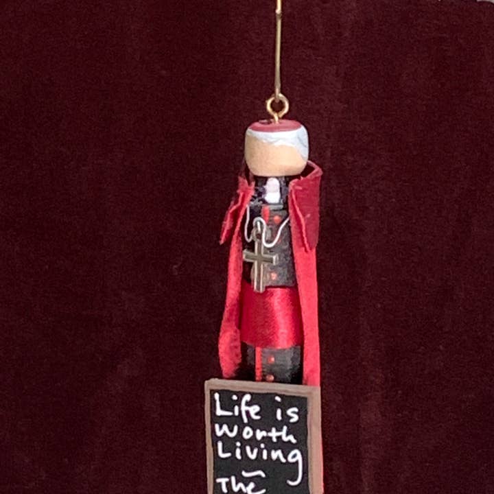 Our Saint Family - Wholesale Ornament - Venerable Fulton Sheen Wooden Doll Ornament
