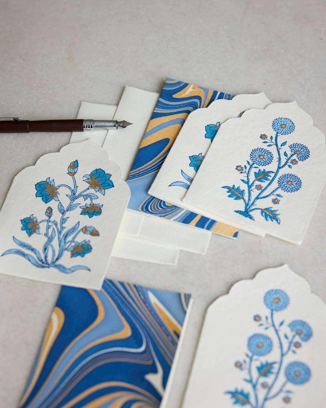 Paper Mirchi – wholesale Stationery/notecard set – Boxed Artisan Notecard Set - Sandook Sapphire8